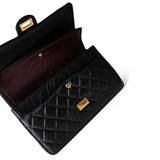 CHANEL Handbag Black Black Aged Calfskin Quilted 2.55 Reissue 226 Medium Antique Gold Hardware - Redeluxe