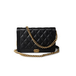 CHANEL Handbag Black Black Caviar Quilted Boy Wallet on Chain (WOC) Antique Gold Hardware - Redeluxe