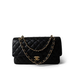 CHANEL Handbag Black Black Caviar Quilted Classic Flap Medium Gold Hardware - Redeluxe