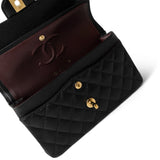 CHANEL Handbag Black Black Caviar Quilted Classic Flap Small - Redeluxe