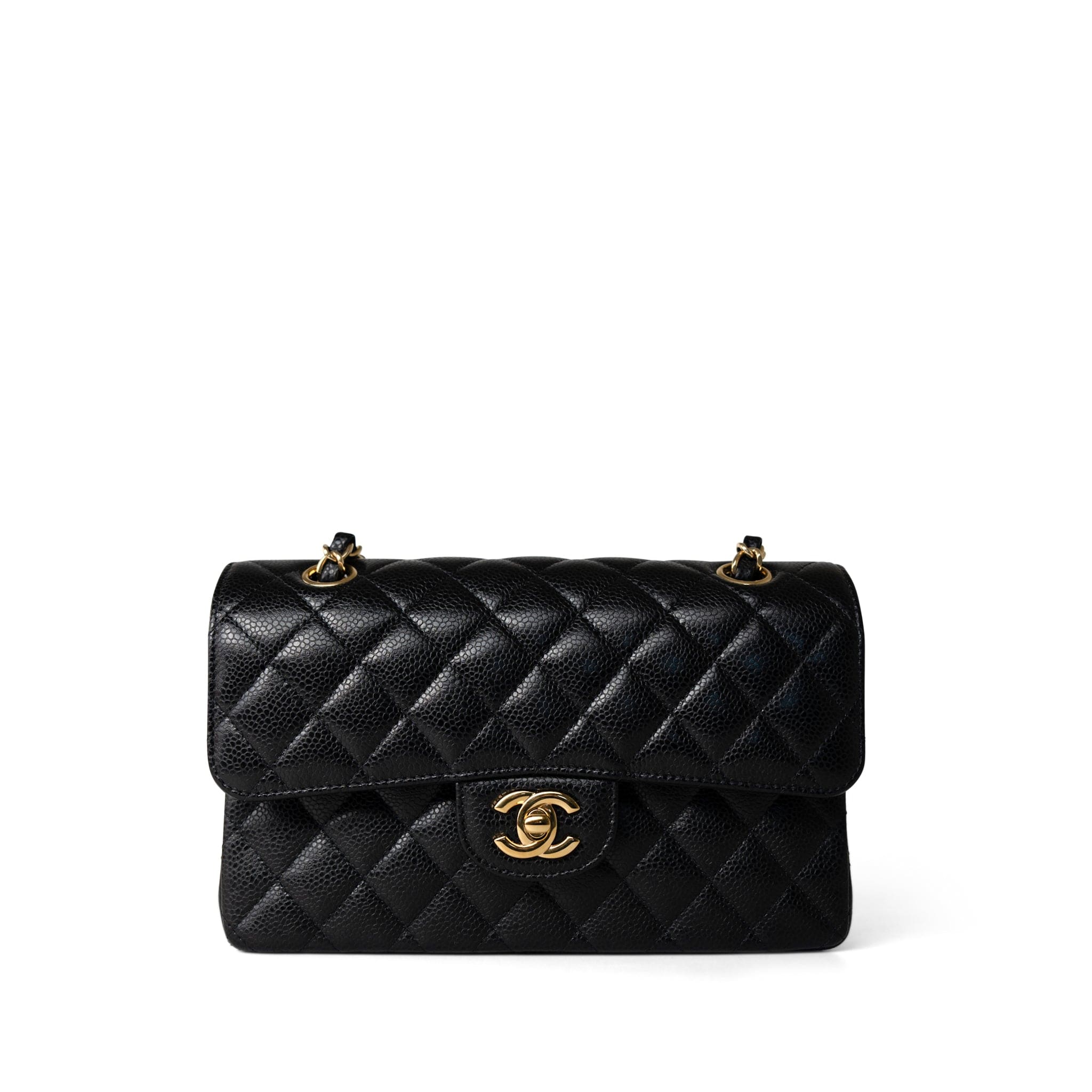 CHANEL Handbag Black Black Caviar Quilted Classic Flap Small - Redeluxe