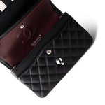 CHANEL Handbag Black Black Caviar Quilted Classic Flap Small Silver Hardware - Redeluxe