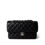 CHANEL Handbag Black Black Caviar Quilted Classic Flap Small Silver Hardware - Redeluxe