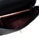 CHANEL Handbag Black Black Caviar Quilted Coco Handle Medium Antique Gold Hardware - Redeluxe