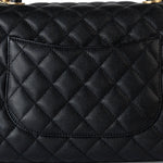 CHANEL Handbag Black Black Caviar Quilted Coco Handle Medium Antique Gold Hardware - Redeluxe