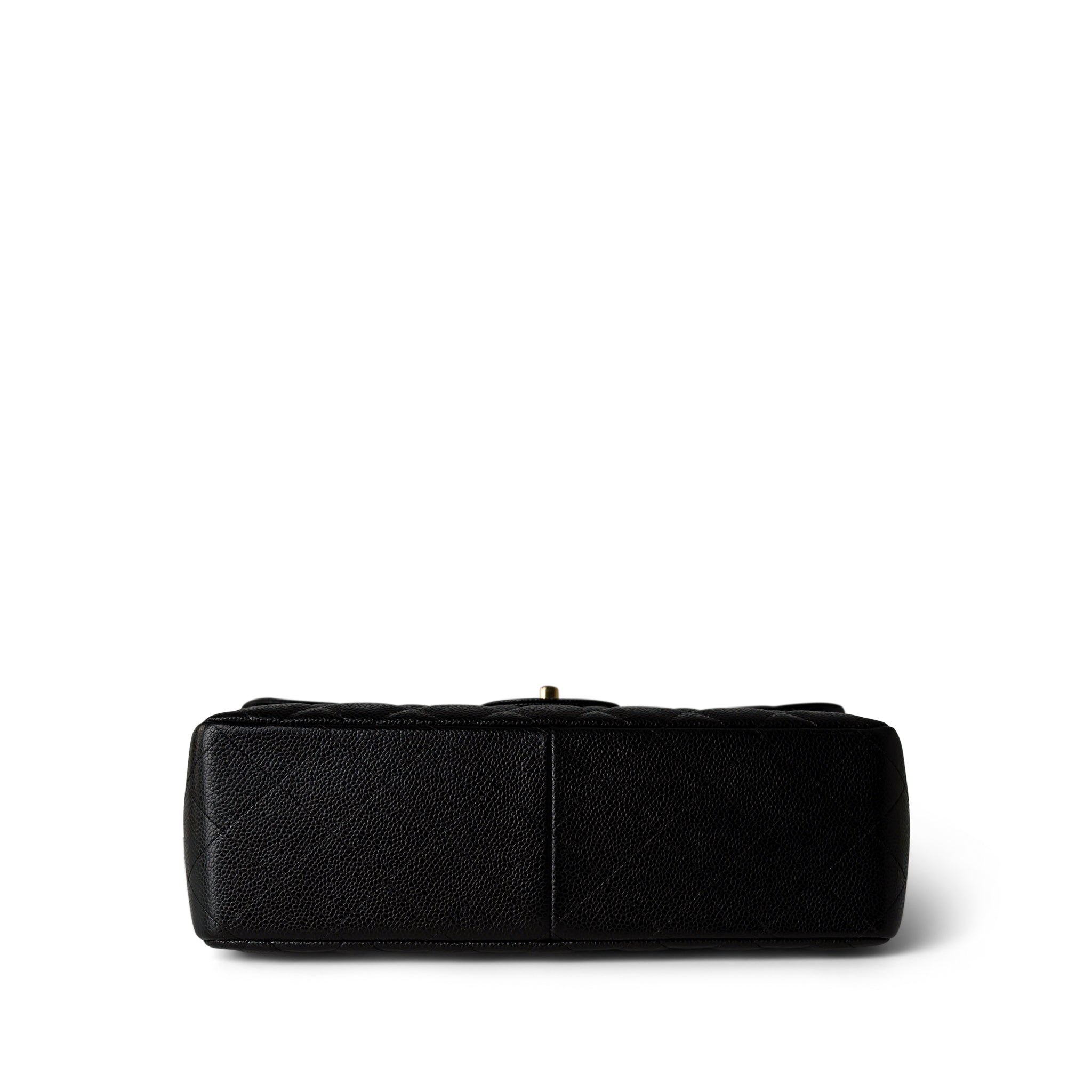 CHANEL Handbag Black Black Caviar Quilted Jumbo Classic Flap Gold Hardware - Redeluxe