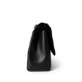 CHANEL Handbag Black Black Caviar Quilted Jumbo Classic Flap Gold Hardware - Redeluxe