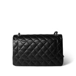 CHANEL Handbag Black Black Caviar Quilted Jumbo Classic Flap Silver Hardware - Redeluxe