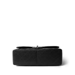 CHANEL Handbag Black Black Caviar Quilted Jumbo Classic Flap Silver Hardware - Redeluxe