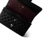 CHANEL Handbag Black Black Caviar Quilted Medium Classic Flap Silver Hardware - Redeluxe