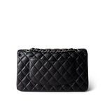 CHANEL Handbag Black Black Caviar Quilted Medium Classic Flap Silver Hardware - Redeluxe