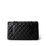 CHANEL Handbag Black Black Caviar Quilted Medium Classic Flap Silver Hardware - Redeluxe
