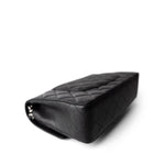 CHANEL Handbag Black Black Caviar Quilted Medium Classic Flap Silver Hardware - Redeluxe