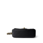 CHANEL Handbag Black Black Caviar Quilted Mini Rectangular Flap Gold Hardware - Redeluxe