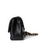 CHANEL Handbag Black Black Caviar Quilted Mini Rectangular Flap Gold Hardware - Redeluxe