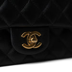 CHANEL Handbag Black Black Caviar Quilted Mini Rectangular Flap Gold Hardware - Redeluxe