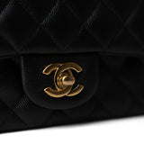 CHANEL Handbag Black Black Caviar Quilted Mini Rectangular Flap Gold Hardware - Redeluxe