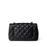 CHANEL Handbag Black Black Caviar Quilted Mini Rectangular Flap Gold Hardware - Redeluxe