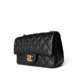 CHANEL Handbag Black Black Caviar Quilted Mini Rectangular Flap Gold Hardware - Redeluxe