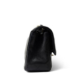 CHANEL Handbag Black Black Caviar Quilted Mini Rectangular Flap Light Gold Hardware - Redeluxe