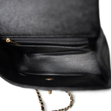 CHANEL Handbag Black Black Caviar Quilted Mini Top Handle Antique Gold Hardware - Redeluxe