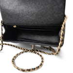 CHANEL Handbag Black Black Caviar Quilted Mini Top Handle Antique Gold Hardware - Redeluxe