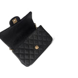 CHANEL Handbag Black Black Caviar Quilted Mini Top Handle Antique Gold Hardware - Redeluxe