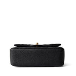 CHANEL Handbag Black Black Caviar Quilted Mini Top Handle Antique Gold Hardware - Redeluxe