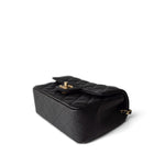 CHANEL Handbag Black Black Caviar Quilted Mini Top Handle Antique Gold Hardware - Redeluxe