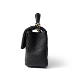 CHANEL Handbag Black Black Caviar Quilted Mini Top Handle Antique Gold Hardware - Redeluxe