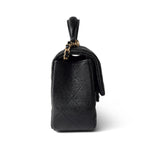 CHANEL Handbag Black Black Caviar Quilted Mini Top Handle Antique Gold Hardware - Redeluxe