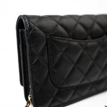 CHANEL Handbag Black Black Caviar Quilted Wallet On Chain Pearly CC Light Gold Hardware (woc - Redeluxe