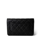 CHANEL Handbag Black Black Caviar Quilted Wallet on Chain Silver Hardware - Redeluxe