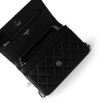 CHANEL Handbag Black Black Caviar Quilted Wallet on Chain Silver Hardware - Redeluxe