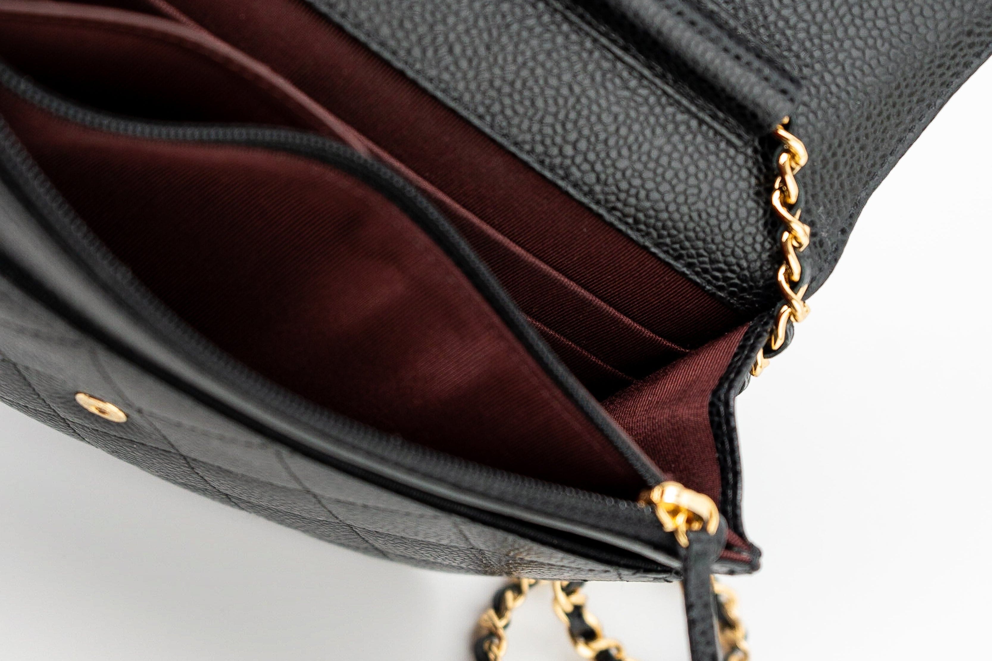 CHANEL Handbag Black Black Caviar Quilted Wallet on Chain (WOC) GHW - Redeluxe