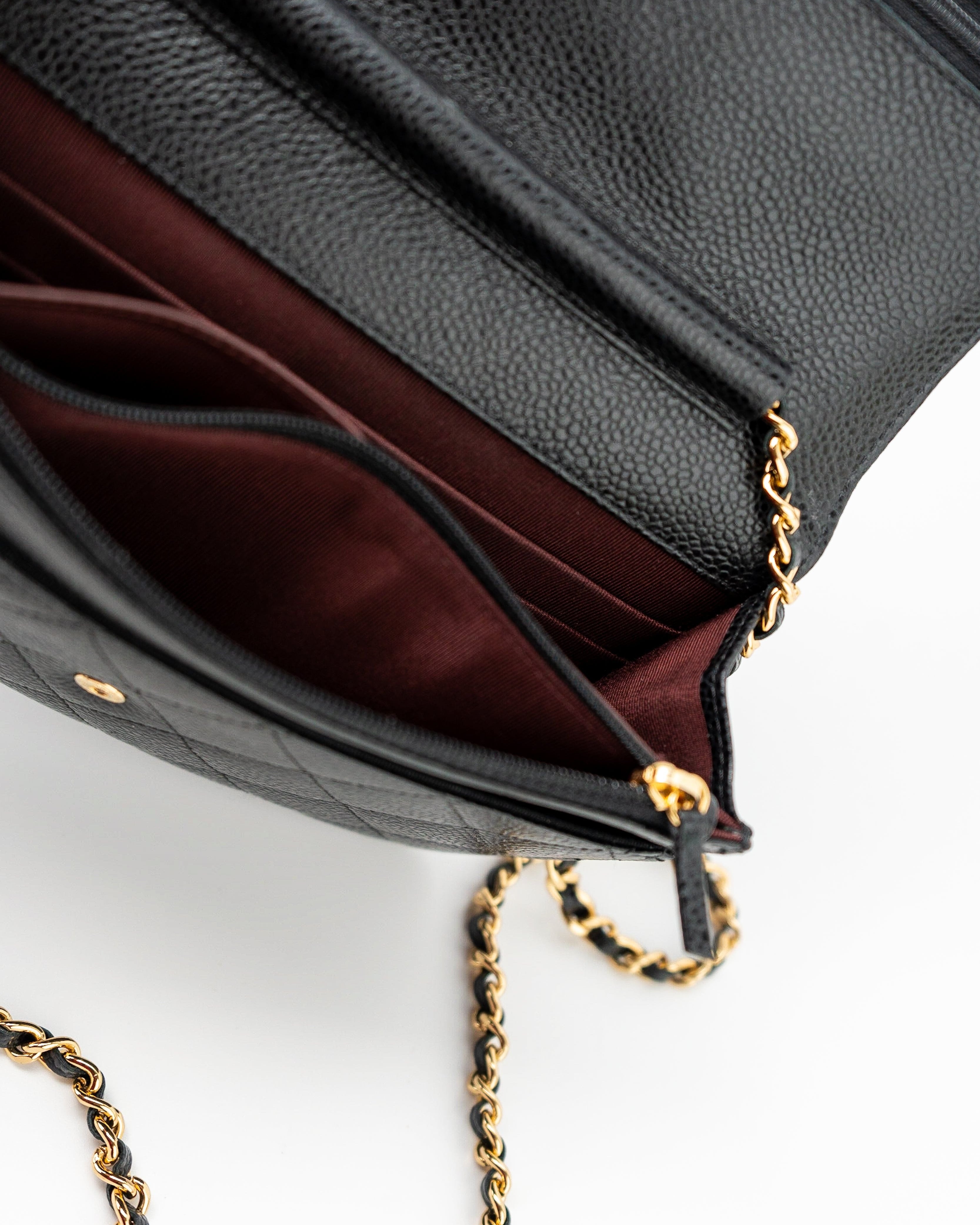 CHANEL Handbag Black Black Caviar Quilted Wallet on Chain (WOC) GHW - Redeluxe