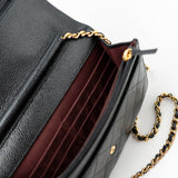CHANEL Handbag Black Black Caviar Quilted Wallet on Chain (WOC) GHW - Redeluxe