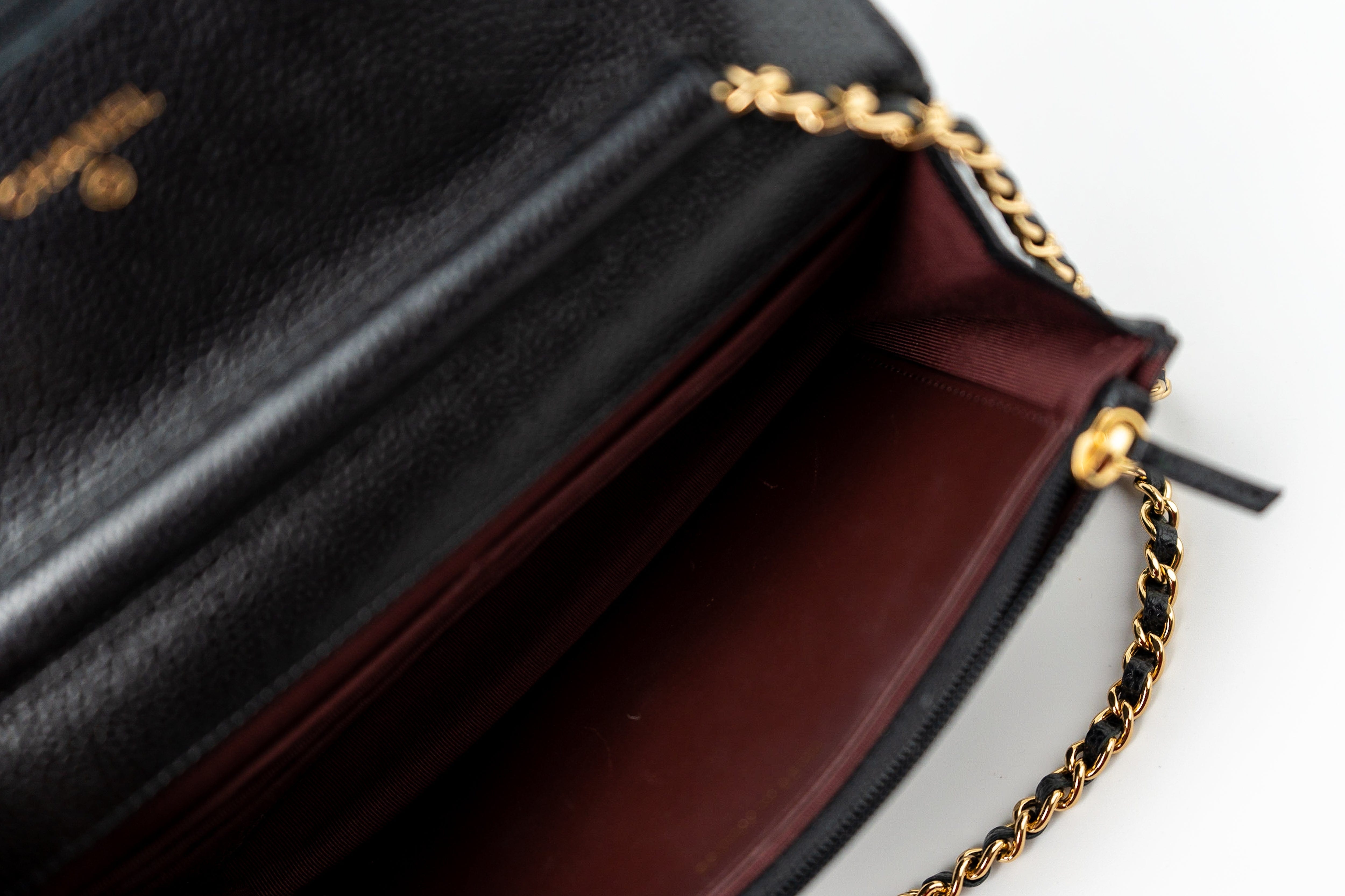 CHANEL Handbag Black Black Caviar Quilted Wallet on Chain (WOC) GHW - Redeluxe