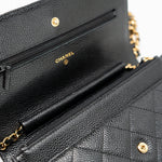 CHANEL Handbag Black Black Caviar Quilted Wallet on Chain (WOC) GHW - Redeluxe
