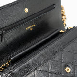 CHANEL Handbag Black Black Caviar Quilted Wallet on Chain (WOC) GHW - Redeluxe