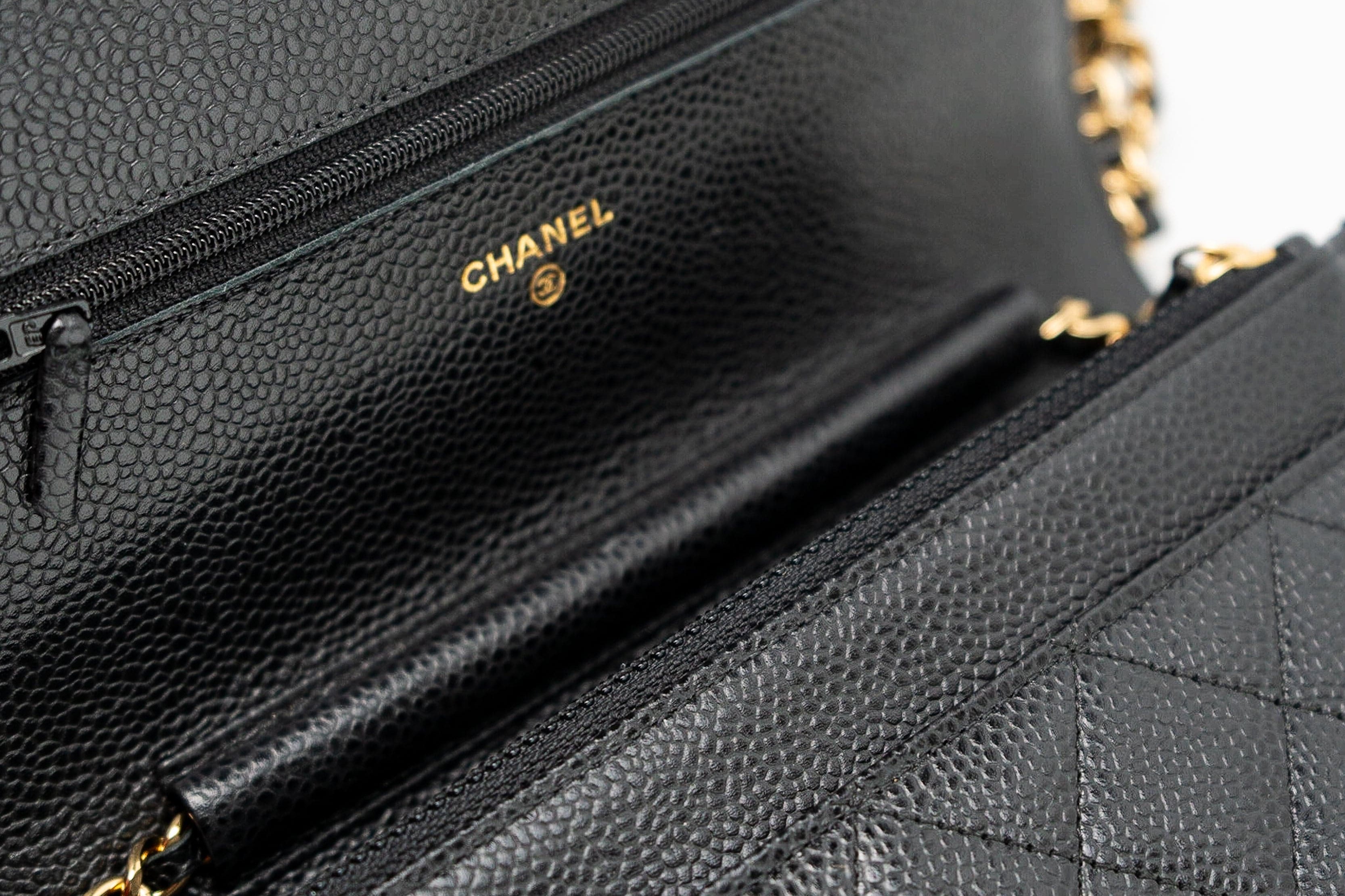 CHANEL Handbag Black Black Caviar Quilted Wallet on Chain (WOC) GHW - Redeluxe