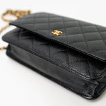 CHANEL Handbag Black Black Caviar Quilted Wallet on Chain (WOC) GHW - Redeluxe