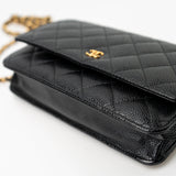 CHANEL Handbag Black Black Caviar Quilted Wallet on Chain (WOC) GHW - Redeluxe