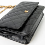 CHANEL Handbag Black Black Caviar Quilted Wallet on Chain (WOC) GHW - Redeluxe