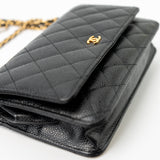 CHANEL Handbag Black Black Caviar Quilted Wallet on Chain (WOC) GHW - Redeluxe
