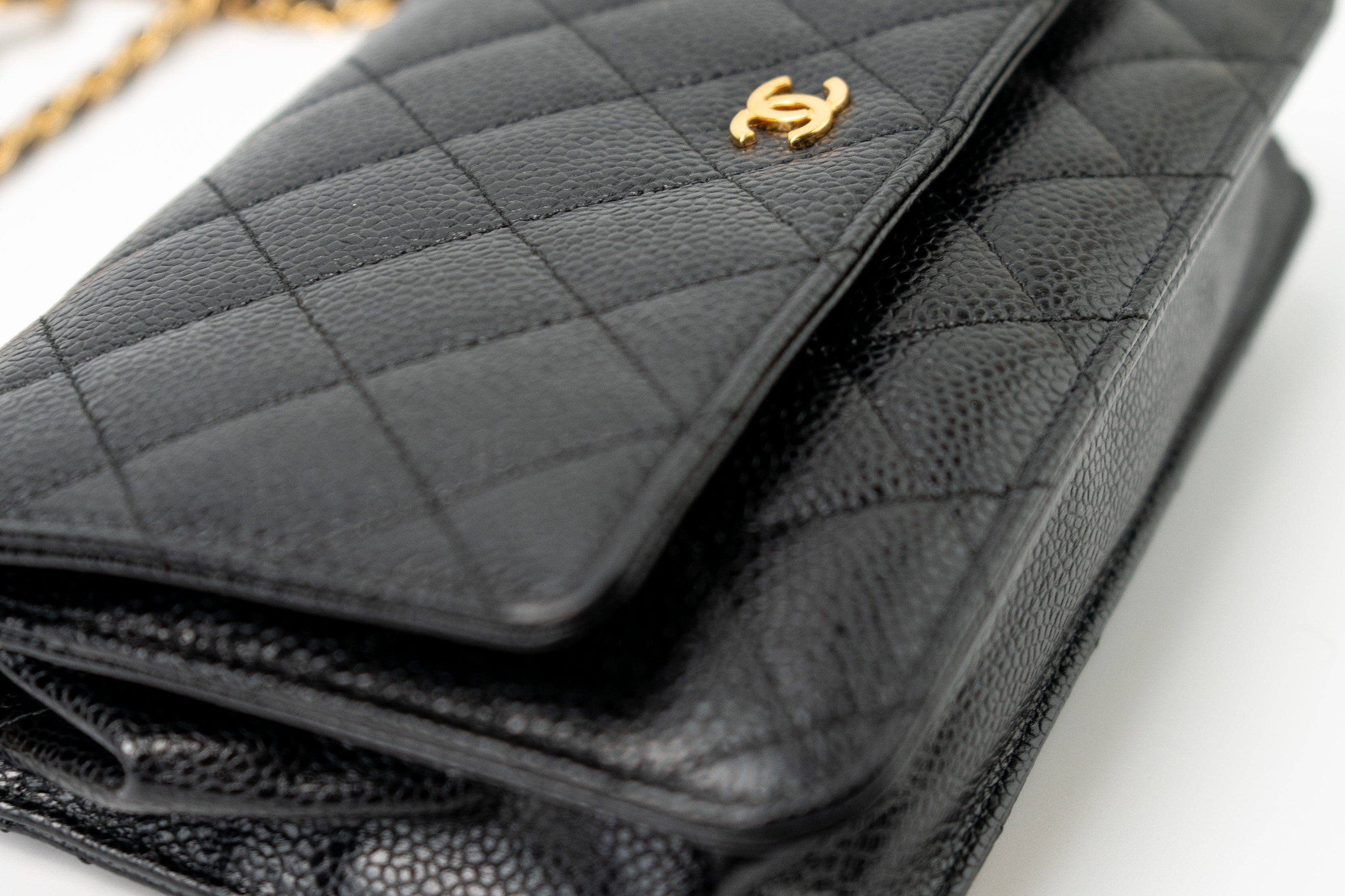 CHANEL Handbag Black Black Caviar Quilted Wallet on Chain (WOC) GHW - Redeluxe