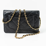 CHANEL Handbag Black Black Caviar Quilted Wallet on Chain (WOC) GHW - Redeluxe