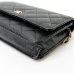 CHANEL Handbag Black Black Caviar Quilted Wallet on Chain (WOC) GHW - Redeluxe