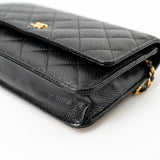 CHANEL Handbag Black Black Caviar Quilted Wallet on Chain (WOC) GHW - Redeluxe