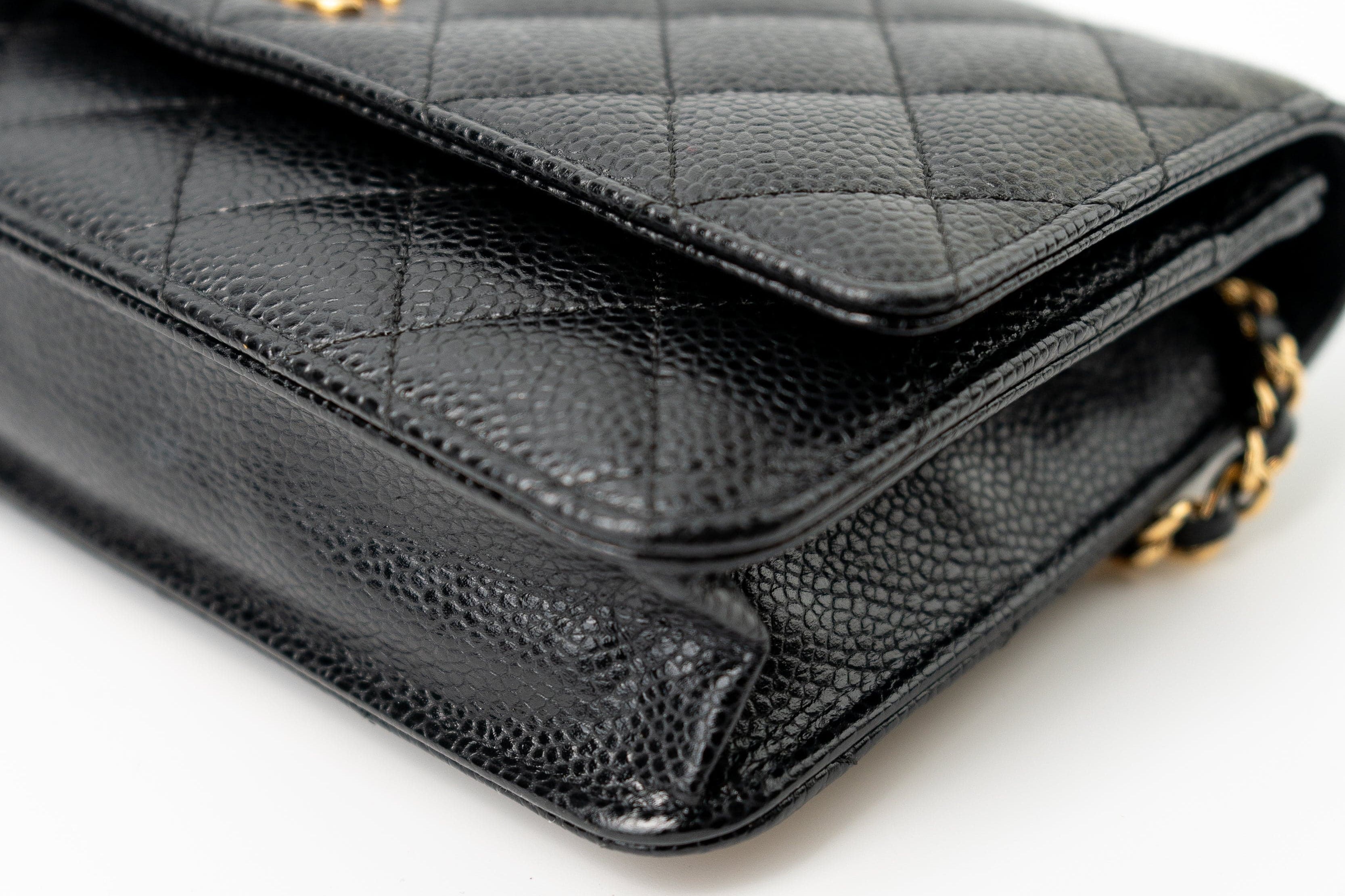 CHANEL Handbag Black Black Caviar Quilted Wallet on Chain (WOC) GHW - Redeluxe